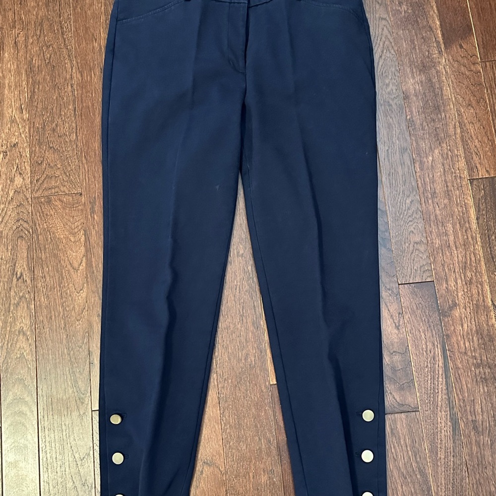 Talbots Hampshire Navy Ankle Pants with Button Accents